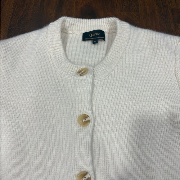 Quince | Mongolian Cashmere Structured Cardigan | Ivory | Medium - Picture 3 of 6